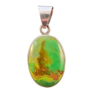 Oval Sterling Royston Green Turquoise Brown Matrix Pendant